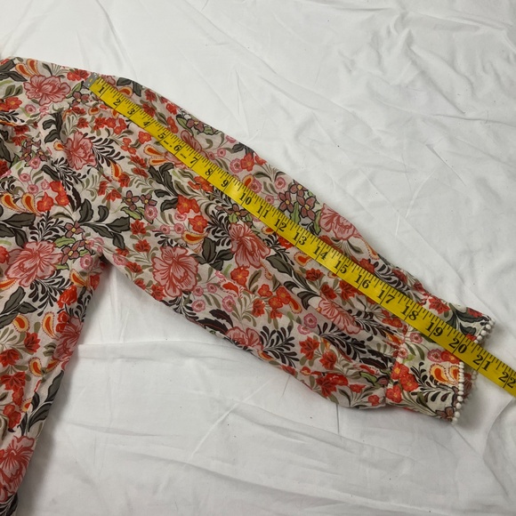Johnny Was Valencia Circle Yoke Blouse Top Sz Large Floral Cuff Multicolor - Picture 13 of 14